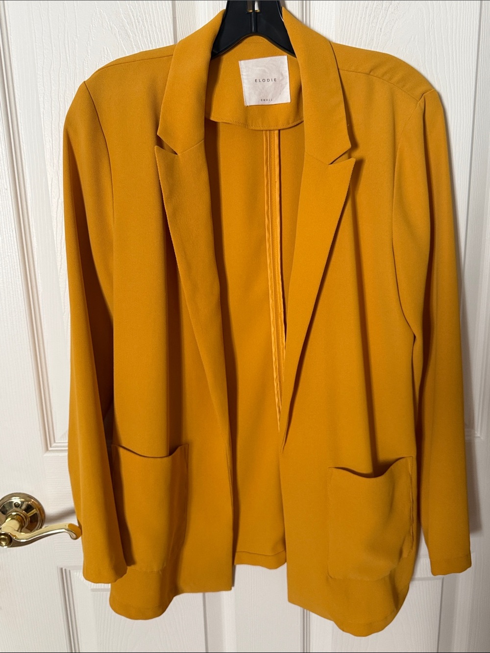 Elodie Open-Front Mustard Yellow Blazer Jacket small oversized